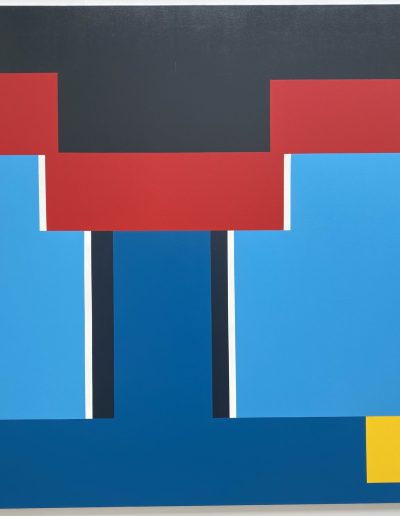 Abstract palace artwork in red, blue, white, and yellow by Nassos Daphnis