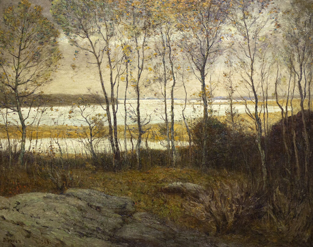 Franklin De Haven, Silvery Waters, 1916, Oil on canvas, Museum purchase 1918.  Located in the Cushwa Gallery, first level.